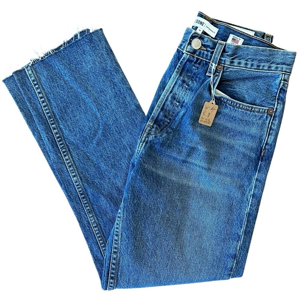 RE/DONE NWOT Sz 26 Original Button Fly Straight Leg Raw Hem